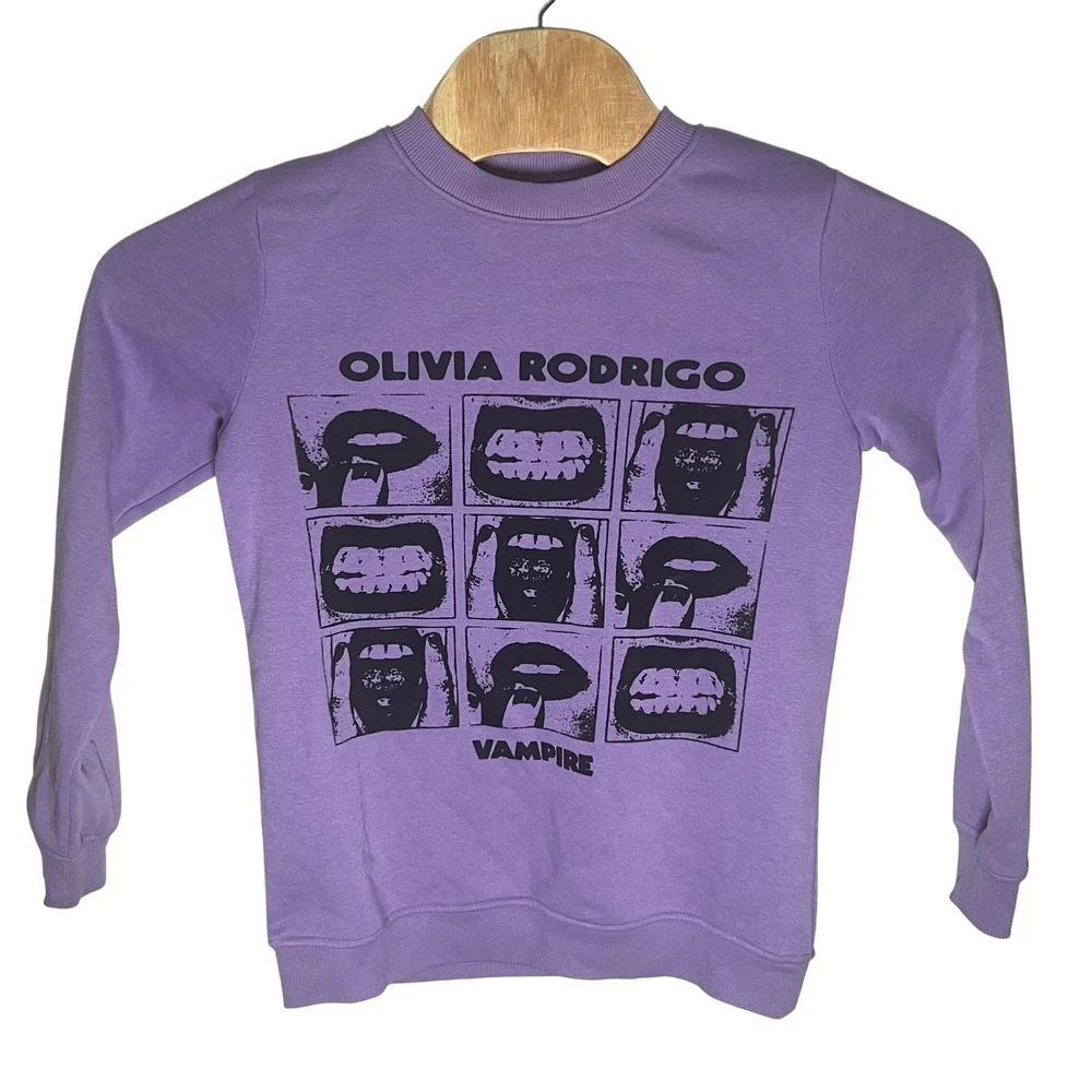 Olivia Rodrigo Sweatshirt Women XS Purple Vampire Graphic Print Guts Tour Merch - Picture 5 of 6